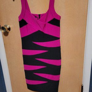 AGB- Pink & Black Zig Zag Dress- Size- 6